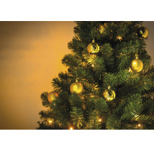 Brad împodobit cu globuri și luminițe