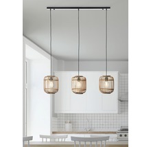 Lustră vintage Woodrow E27 max. 3x60W, maro/natur