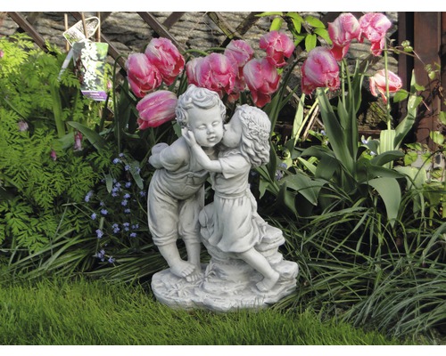 Statuie deco grădină copii H 50 cm albă