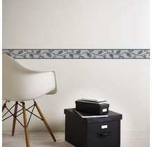 Bordură decorativă autoadezivă 2622-19 Only Borders model frunze gri 5 m x 5 cm