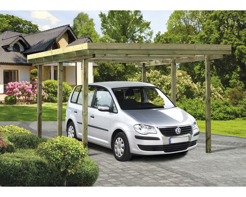 Carport cu acoperiş plat lemn de pin impregnat în autoclavă 300x502x237 cm