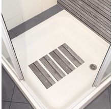 Cabină de duș cu covoraș de duș cu design de lemn