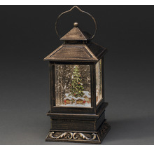 Lanternă decorativă cu glob de zăpadă și brad de Crăciun