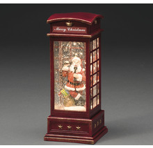 Căsuță decorativă de Crăciun cu Moș Crăciun la telefon și inscripția Crăciun Fericit