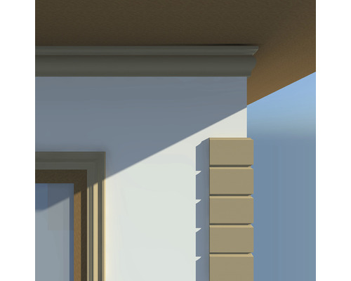 Vedere a unei fațade cu mulură și fereastră