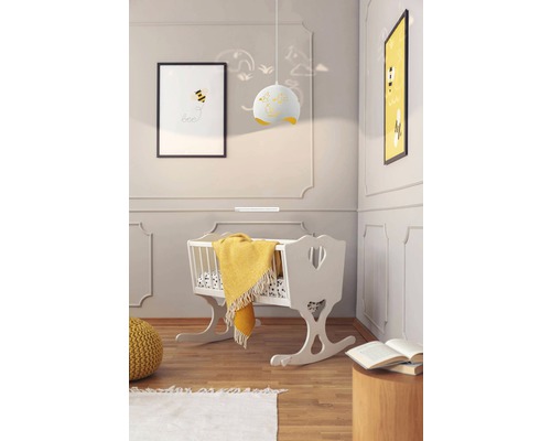 Pendul Laurina E27 max. 1x60W, pentru camera copiilor, alb/galben-0