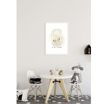 Decor pentru camera copiilor cu litera S Simba în ramă albă