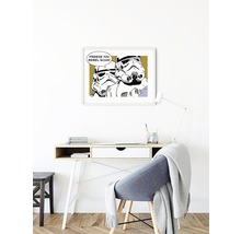 Imagine decorativă cu Stormtrooperi Star Wars deasupra unui birou