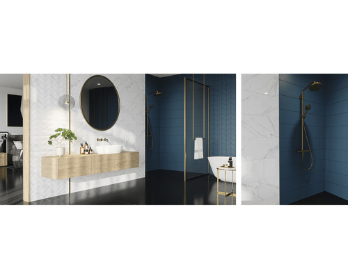 Baie cu lavoar, oglindă, cadă și duș