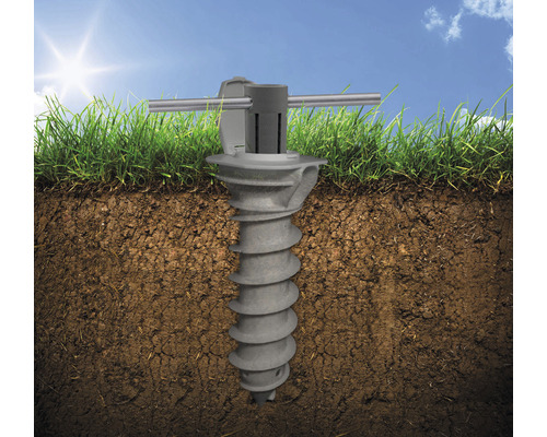 Ancoră de pământ pentru fixare în sol cu funcție de înșurubare