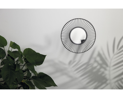 Oglindă de perete rotundă cu decor vegetal