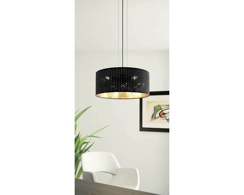 Lampa suspendată cu abajur cilindric și model perforat