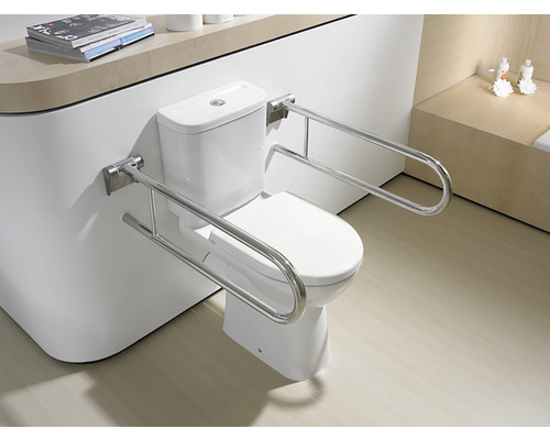 Toaletă cu bare de sprijin pentru asistență în baie