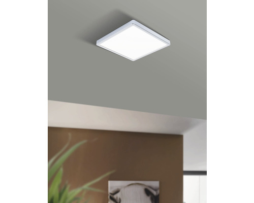 Plafonieră cu LED integrat Fueva5 20W 2300 lumeni, 28,5x28,5 cm, pentru baie IP44, alb/crom