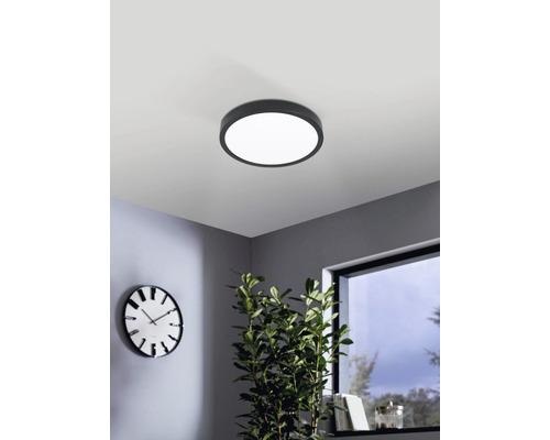 Plafonieră cu LED integrat Fueva5 20W 2300 lumeni, Ø28,5 cm, pentru baie IP44, negru