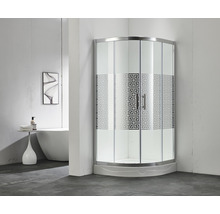 Cabină de duș rotundă cu model geometric în baie