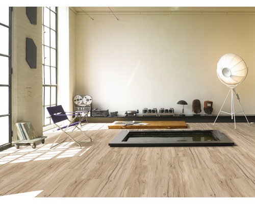 Cameră luminoasă cu fereastră mare, podea laminată cu aspect de lemn, zonă de relaxare și decorațiuni.