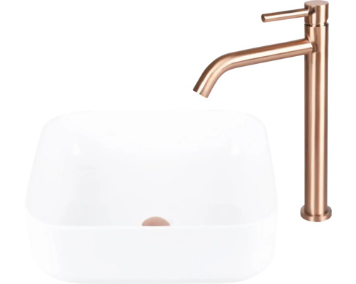 Chiuvetă cu lavoar aplicat și baterie