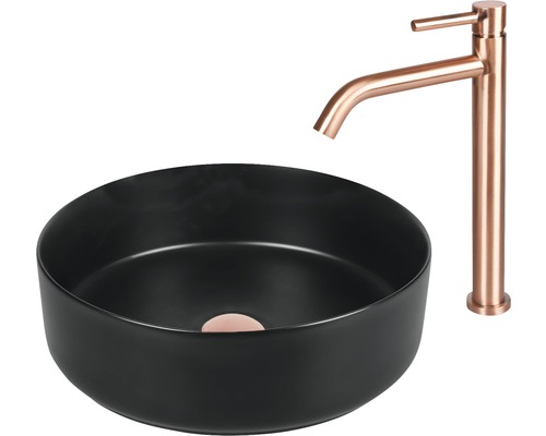 Bol ceramic rotund pentru lavoar cu robinet