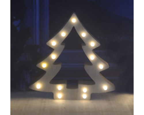 Decorațiune brad 15 LED-uri h 29 cm alb cald