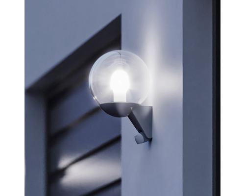 Lumină de perete exterioară strălucitoare, cu formă sferică și suport de perete