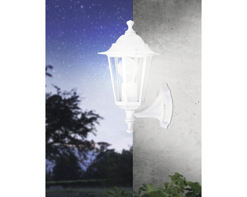 Lumină de perete albă pentru exterior, în stil clasic, pentru iluminarea grădinilor și teraselor.