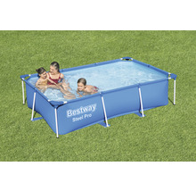 Piscină dreptunghiulară Bestway Steel Pro cu familie în grădină