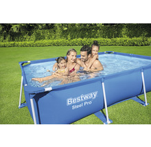 Piscină cu cadru Bestway Steel Pro cu familie în grădină