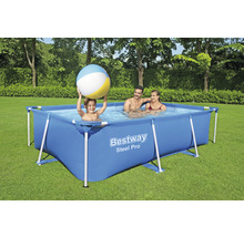 Piscină cu cadru Bestway Steel Pro cu familie în grădină