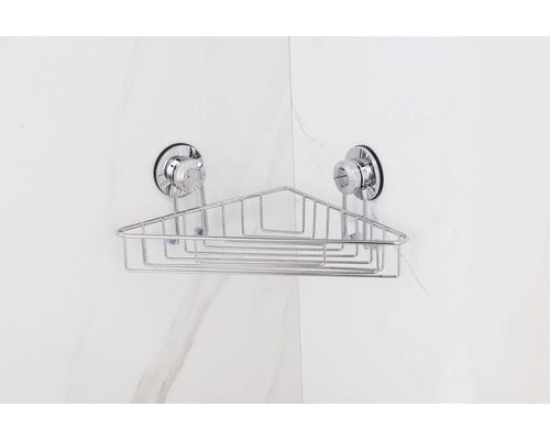 Raft de colț cu ventuze pentru fixare în baie