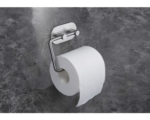 Suport de hârtie igienică din oțel inoxidabil cu o rolă de hârtie igienică.