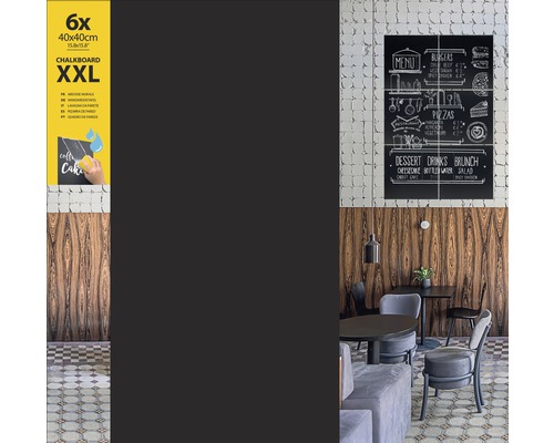 Set tablă de perete XXL cu cretă pentru gastronomie sau bucătărie, șase bucăți, fiecare de 40 x 40 cm
