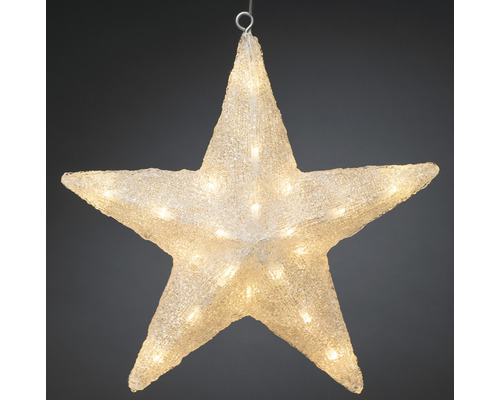 Stea din acril Konstsmide, 40 LED-uri, 40x40 cm, alb cald Stea decorativă cu LED pentru interior.