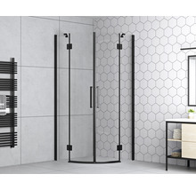 Cabină de duș semirotundă basano Romallo black R550 90 x 90 cm sticlă transparentă profil negru mat-thumb-1