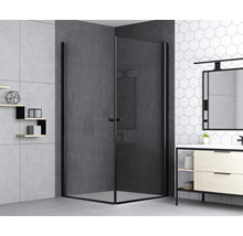 Ușă duș batantă basano Modena black 90x197,5 cm sticlă transparentă profil negru mat-thumb-2