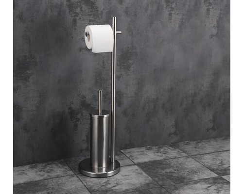 Set WC independent din oțel inoxidabil cu suport pentru hârtie igienică și perie
