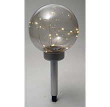 Lampă solară sferă cu LED vintage Ø200 mm, plastic argintiu-thumb-4