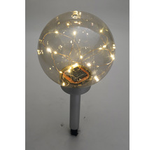 Lampă solară sferă cu LED vintage Ø200 mm, plastic argintiu-thumb-6