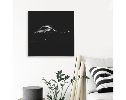 Imprimeu pe pânză cu motiv mașină sportivă întunecată pentru decorarea peretelui