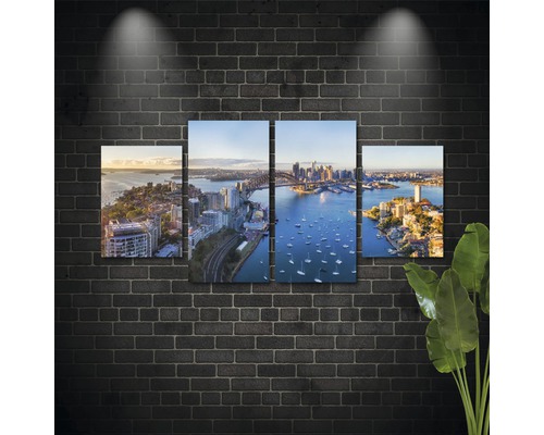 Tablou mural în patru părți cu vedere spre oraș pe pânză