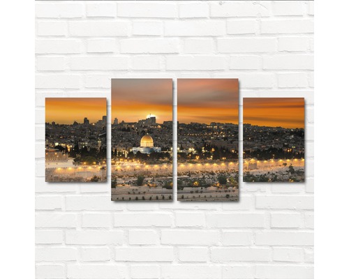 Tablou de perete din patru părți cu vedere la Ierusalim la apus