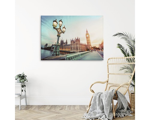 Imprimeu pe pânză cu o vedere a Big Ben și a Palatului Westminster din Londra