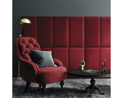 Panou decorativ tapițat Mat Velvet roșu închis 30x60 cm