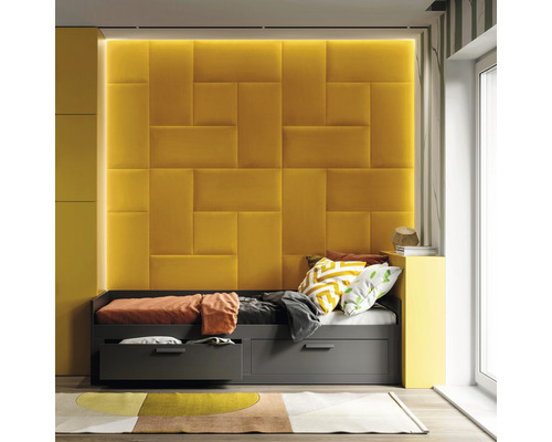 Panou decorativ tapițat Mat Velvet galben 30x60 cm