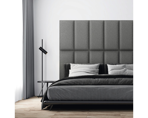 Panou decorativ tapițat Solid gri închis 30x60 cm Dormitor cu un pat și o tăblie tapițată