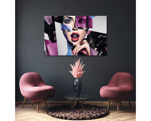 Tablou decorativ de perete cu chip de femeie în sufragerie