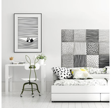 Panou decorativ tapițat Print alb/negru 30x30 cm, set 4 buc.