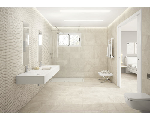 Baie luminoasă cu chiuvetă, duș și gresie