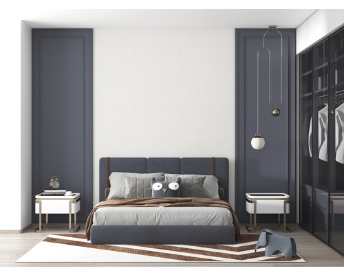 Dormitor cu pat, noptiere, covor și dulap