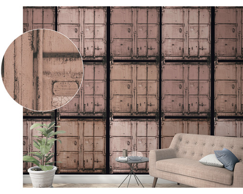 Spațiu de locuit cu tapet cu design de containere stivuite